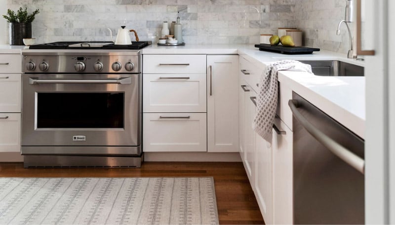 Custom rug in kitchen