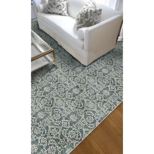 Custom Grandeur Lace Sky, 100% Wool Area Rug