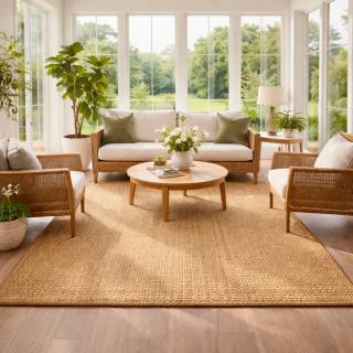 Custom Brilliance Gold, 100% Hand Spun Jute Area Rug