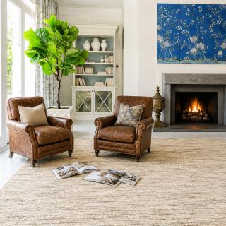 Custom Voyager Ecru, 73% Royaltron Polypropylene/27% Polysilk Area Rug