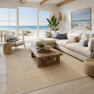 Custom Sunset Oyster, 100%UV Stabilized Polysilk Area Rug